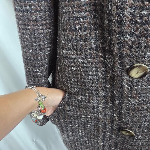 VTG Dani Colby Brown Tweed Wool Blend Coat Women 24W Double Breasted Winter - Picture 6 of 12